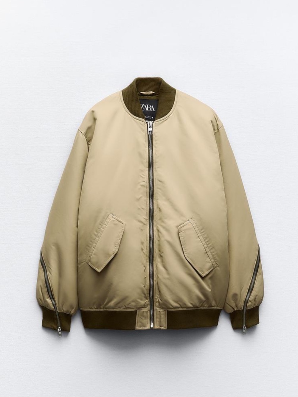 ZARA Beige Khaki Bomber Jacket